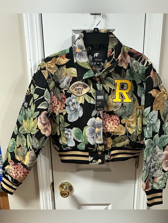 Red Fox Jackets & Blazers - Red Fox NWT Floral Varsity Bomber Jacket in Black (mix39)